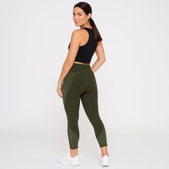 Nike Zonal Strength 3/4 Compression Training Tights Olive Green M Running Gym - Picture 3 of 15